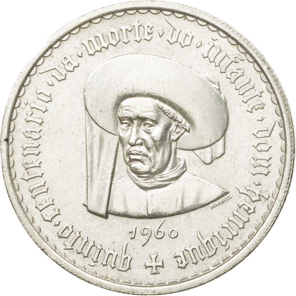 Coin, Portugal, 20 Escudos, 1960, AU(55-58), Silver, KM:589