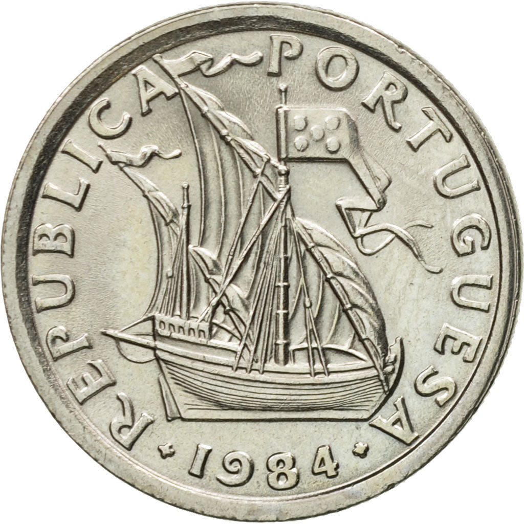 Coin, Portugal, 2-1/2 Escudos, 1984, MS(63), Copper-nickel, KM:590