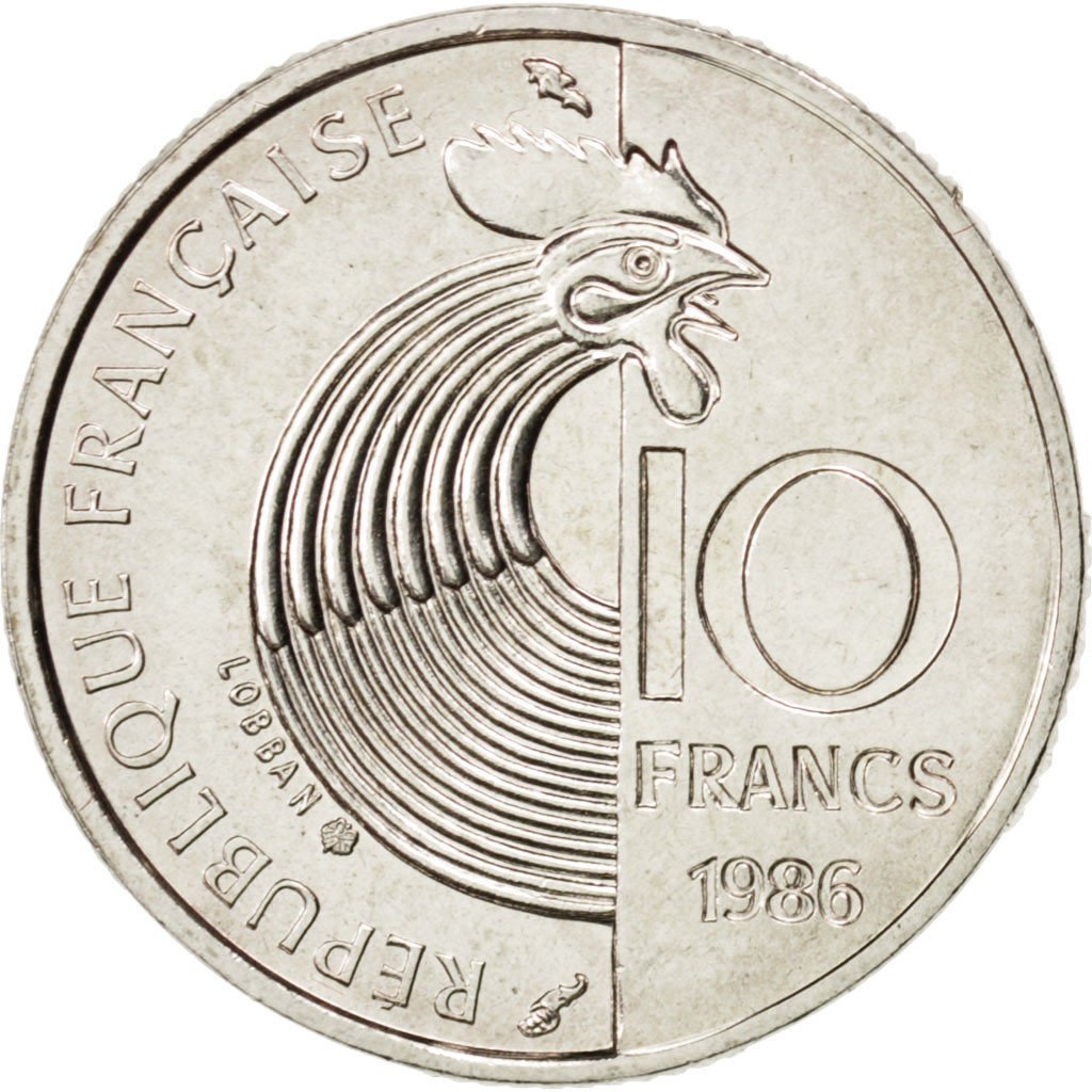 FRANCE, Schumann, 10 Francs, 1986, KM #958, MS(63), Nickel, 21, Gadoury #825,...