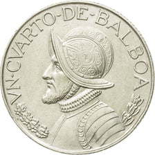 Coin, Panama, 1/4 Balboa, 1962, AU(55-58), Silver, KM:11.2