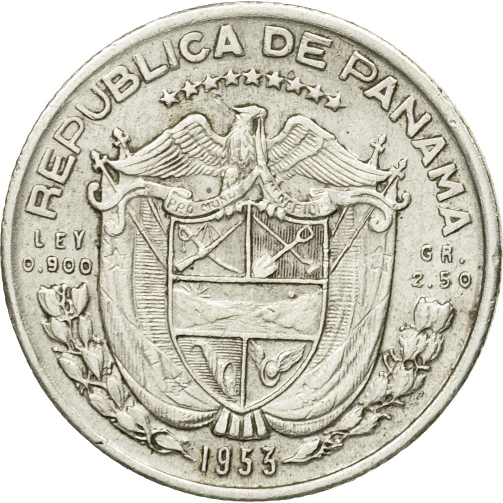 Coin, Panama, 1/10 Balboa, 1953, AU(55-58), Silver, KM:18