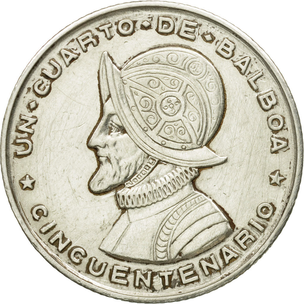 Coin, Panama, 1/4 Balboa, 1953, AU(55-58), Silver, KM:19
