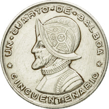 Coin, Panama, 1/4 Balboa, 1953, AU(55-58), Silver, KM:19