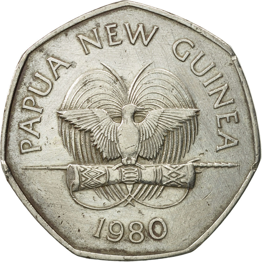 Moneta, Papua Nuova Guinea, 50 Toea, 1980, BB, Rame-nichel, KM:15