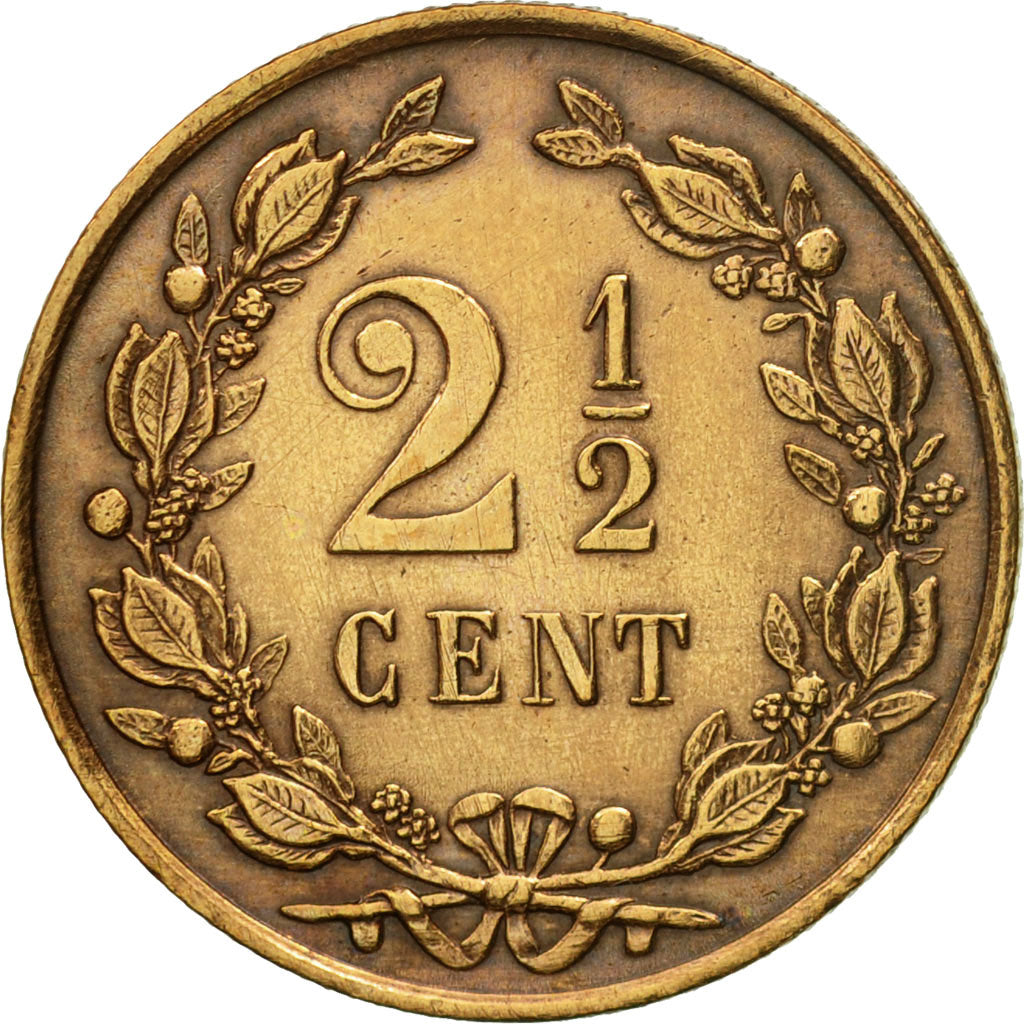 Coin, Netherlands, William III, 2-1/2 Cent, 1880, AU(50-53), Bronze, KM:108.1