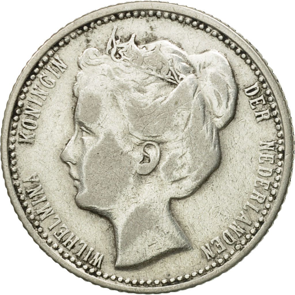 Coin, Netherlands, Wilhelmina I, 25 Cents, 1906, VF(30-35), Silver, KM:120.2