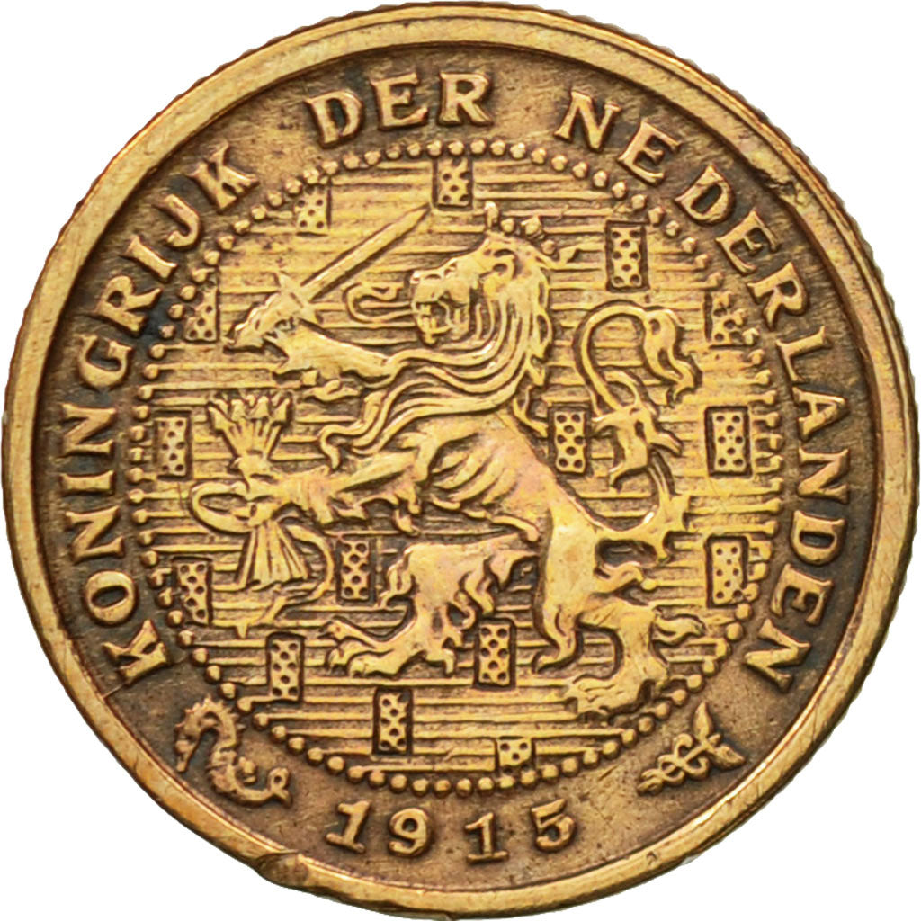 Coin, Netherlands, Wilhelmina I, 1/2 Cent, 1915, EF(40-45), Bronze, KM:138