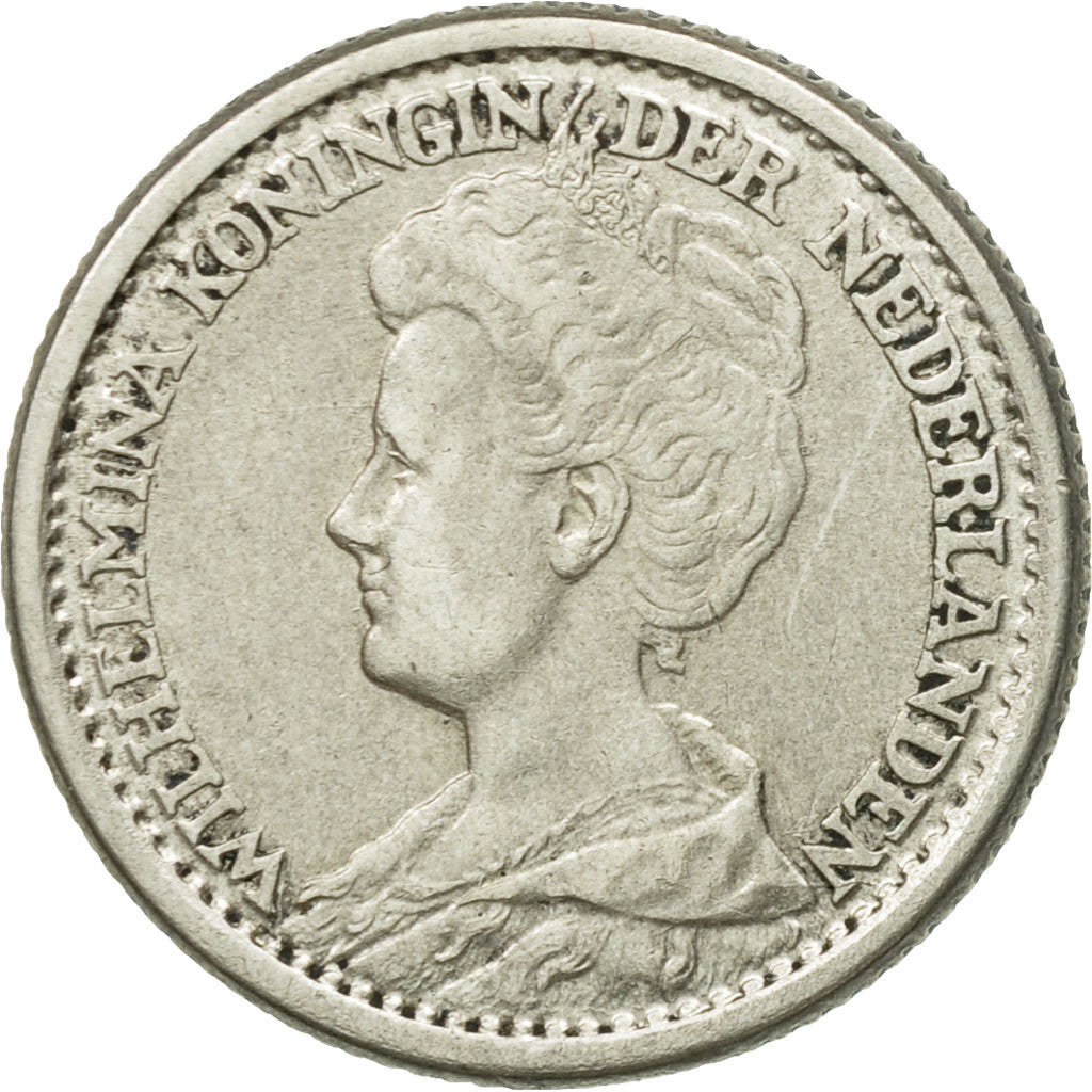 Coin, Netherlands, Wilhelmina I, 25 Cents, 1918, AU(50-53), Silver, KM:146
