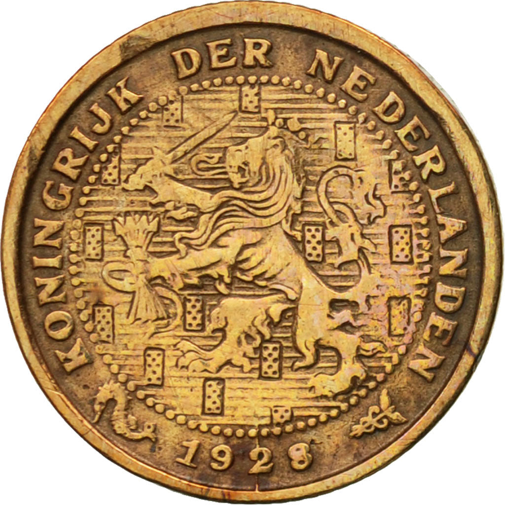 Coin, Netherlands, Wilhelmina I, 1/2 Cent, 1928, VF(30-35), Bronze, KM:138