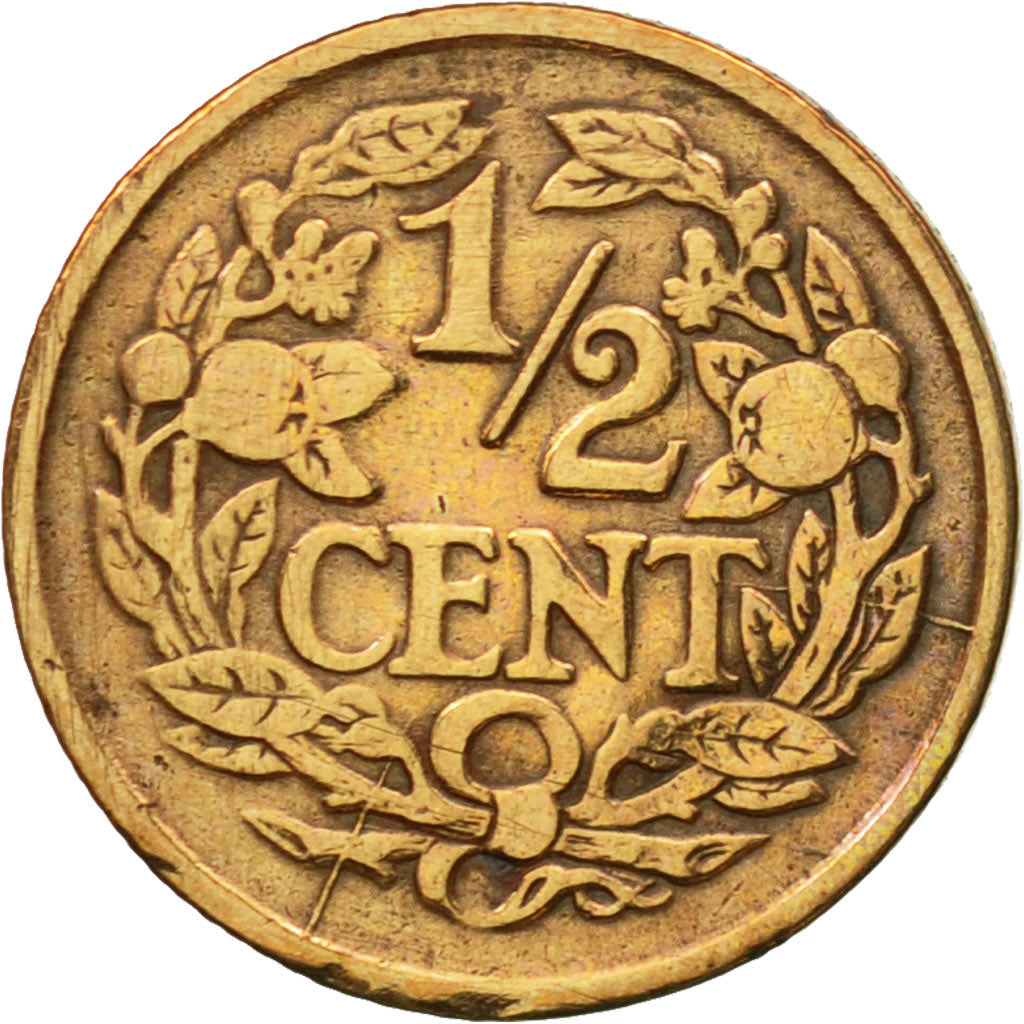 Coin, Netherlands, Wilhelmina I, 1/2 Cent, 1928, VF(30-35), Bronze, KM:138