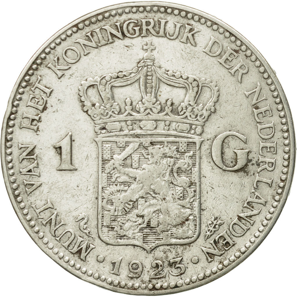 Coin, Netherlands, Wilhelmina I, Gulden, 1923, EF(40-45), Silver, KM:161.1