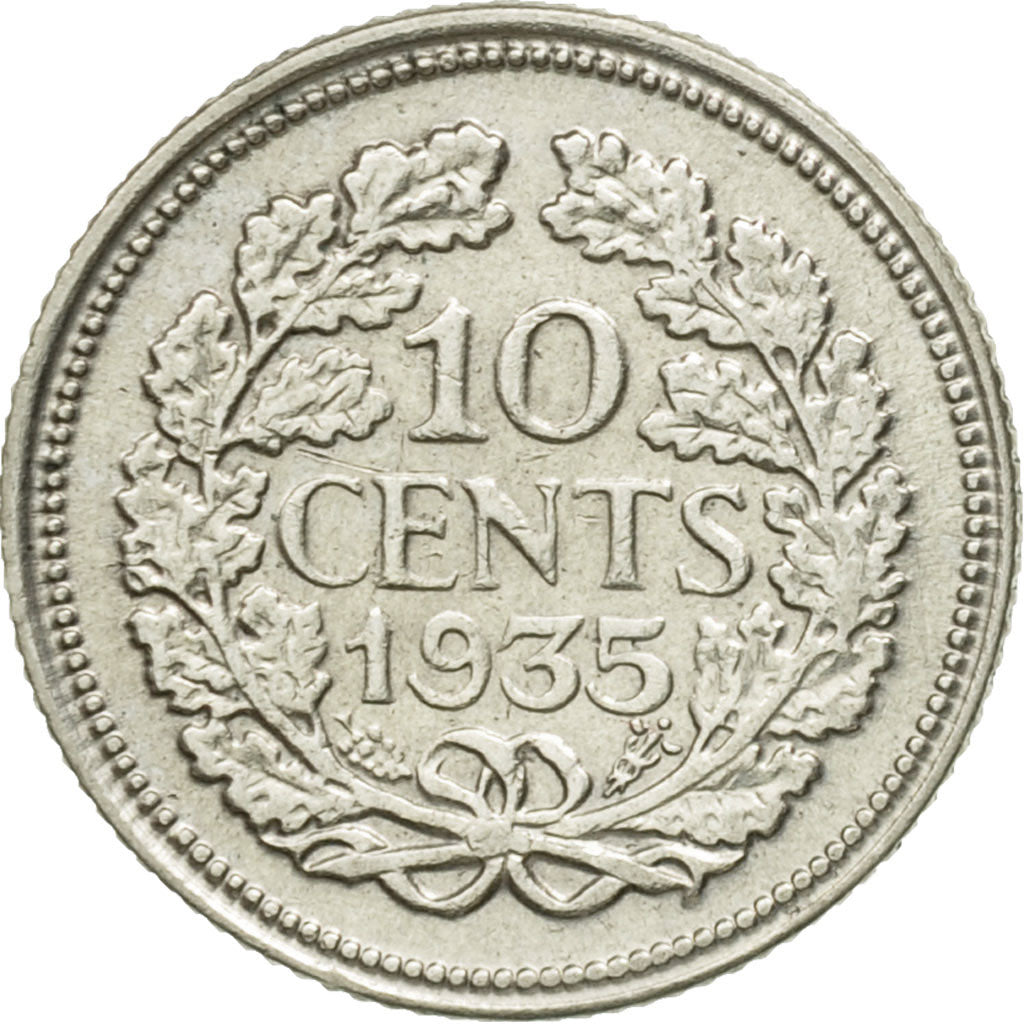 Monnaie, Pays-Bas, Wilhelmina I, 10 Cents, 1935, SUP, Argent, KM:163
