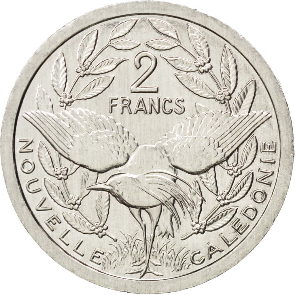 Coin, New Caledonia, 2 Francs, 1990, MS(64), Aluminum, KM:14