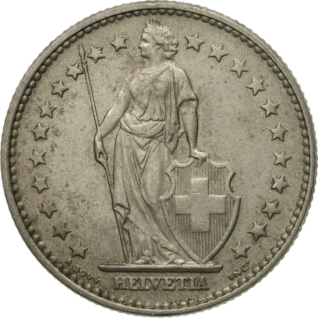 Coin, Switzerland, 2 Francs, 1968, Bern, EF(40-45), Copper-nickel, KM:21a.1
