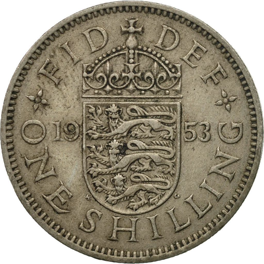 Coin, Great Britain, Elizabeth II, Shilling, 1953, EF(40-45), Copper-nickel