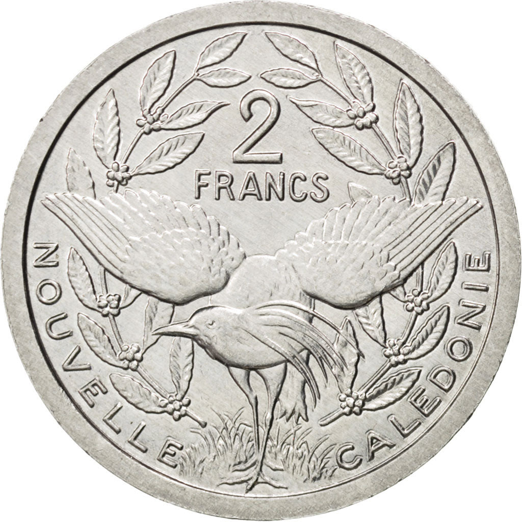 NEW CALEDONIA, 2 Francs, 1995, Paris, KM #14, MS(64), Aluminum, 27, 2.19