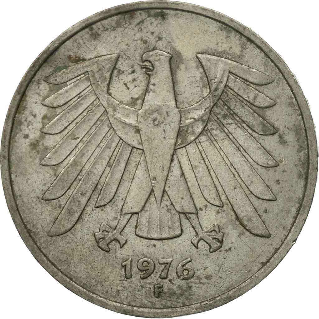 Moneta, GERMANIA - REPUBBLICA FEDERALE, 5 Mark, 1976, Stuttgart, BB, Nichel