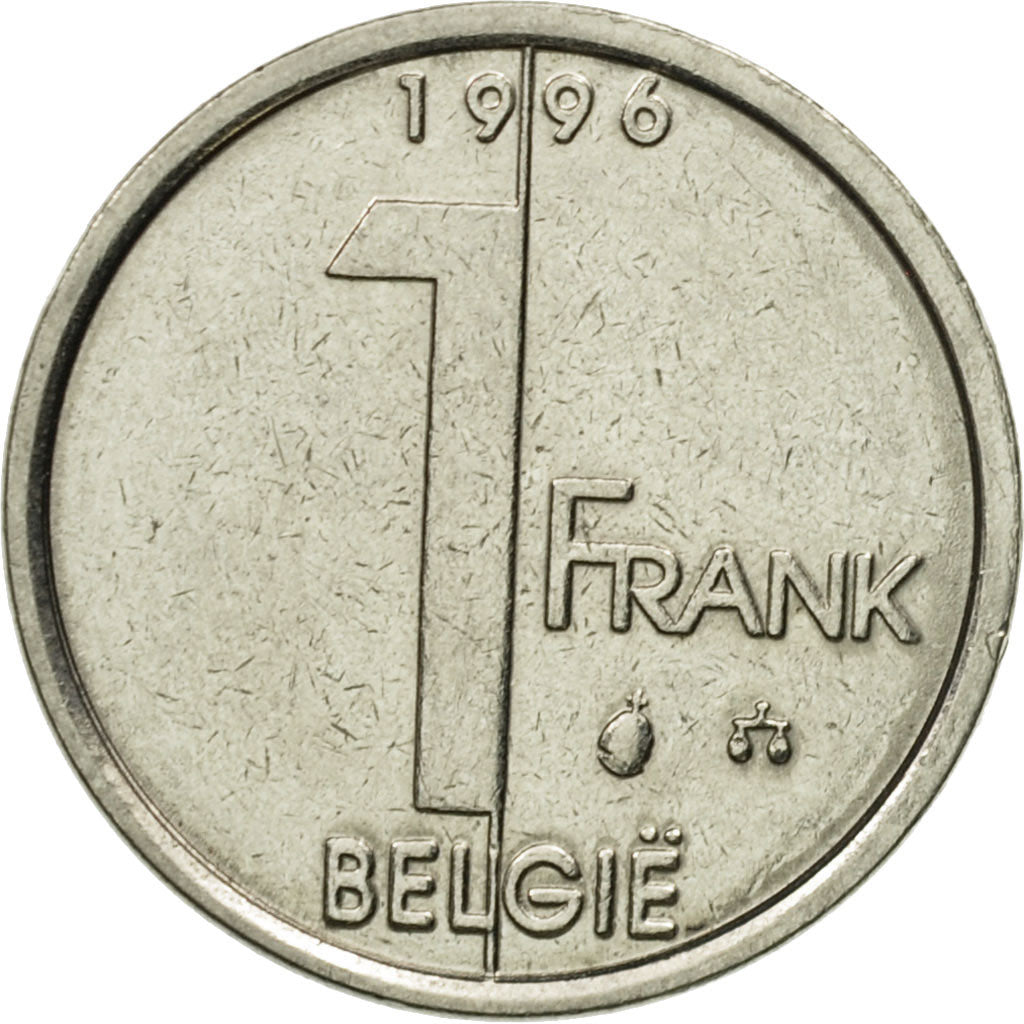 Moneta, Belgia, Albert II, Franc, 1996, Brussels, AU(50-53), Nikiel platerowany