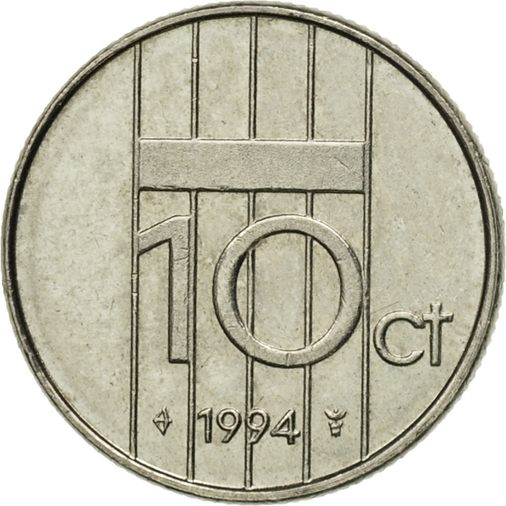 Coin, Netherlands, Beatrix, 10 Cents, 1994, AU(50-53), Nickel, KM:203