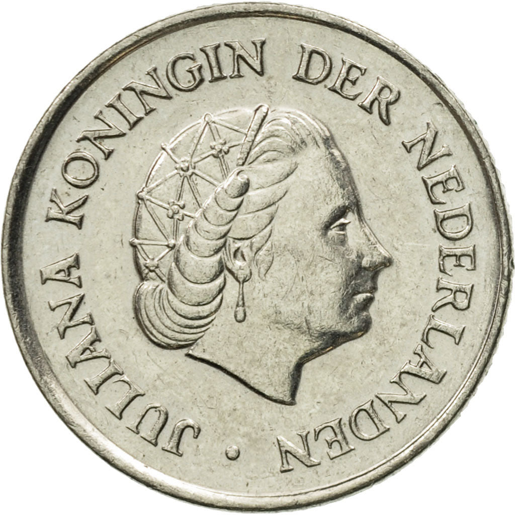 Coin, Netherlands, Juliana, 25 Cents, 1971, AU(50-53), Nickel, KM:183