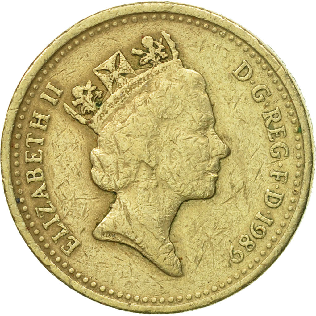 Coin, Great Britain, Elizabeth II, Pound, 1989, EF(40-45), Nickel-brass, KM:959