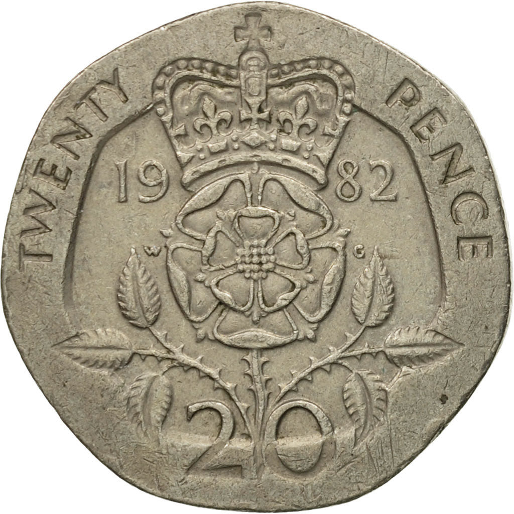 Coin, Great Britain, Elizabeth II, 20 Pence, 1982, EF(40-45), Copper-nickel