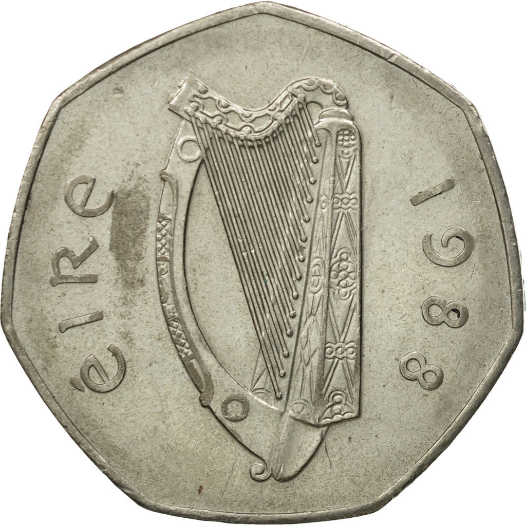 Coin, IRELAND REPUBLIC, 50 Pence, 1988, EF(40-45), Copper-nickel, KM:26