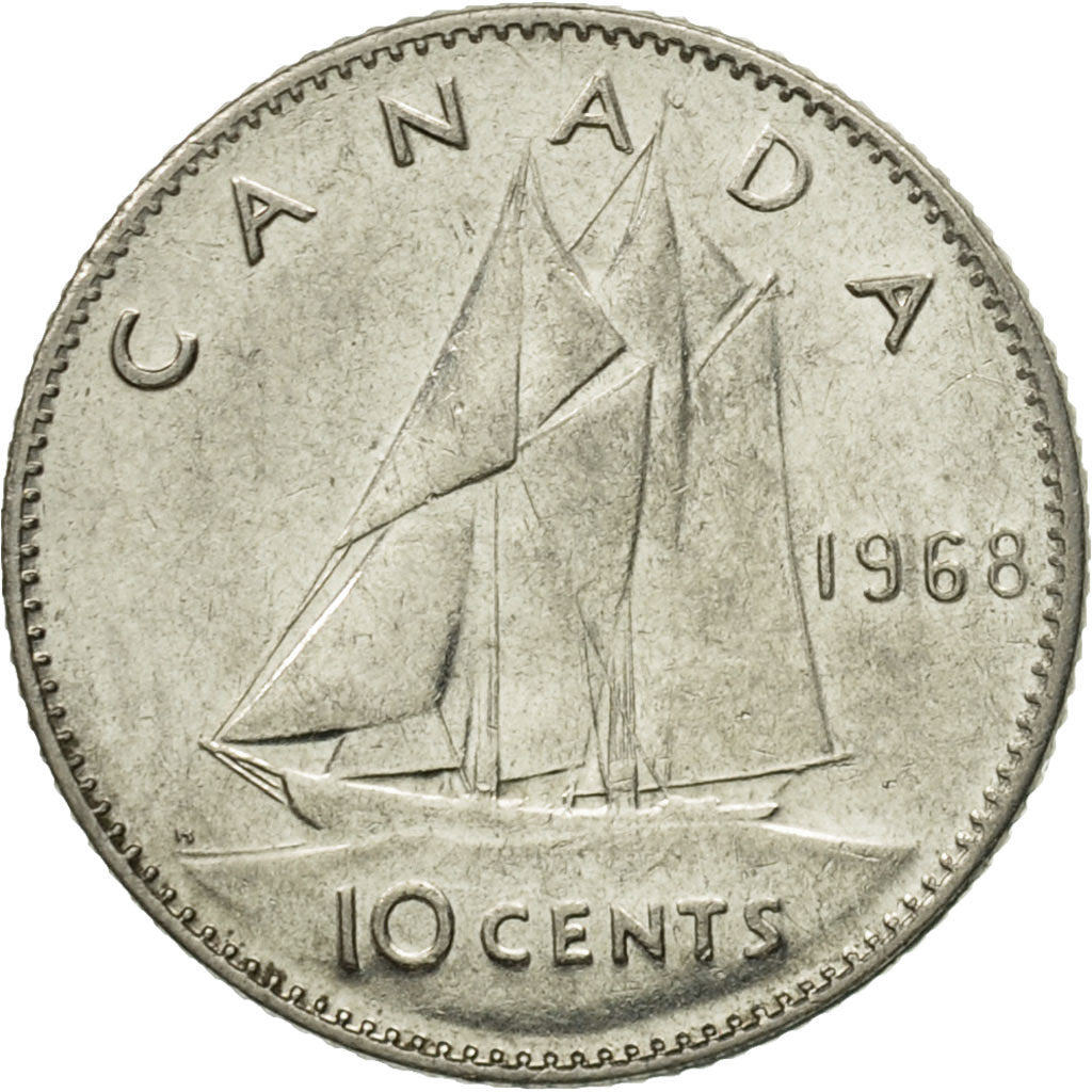 Coin, Canada, Elizabeth II, 10 Cents, 1968, Royal Canadian Mint, Ottawa