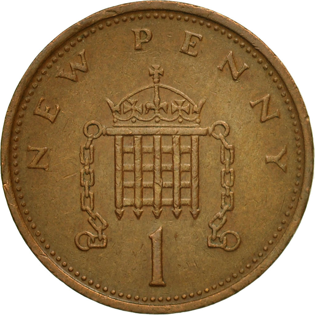 Coin, Great Britain, Elizabeth II, New Penny, 1975, EF(40-45), Bronze, KM:915