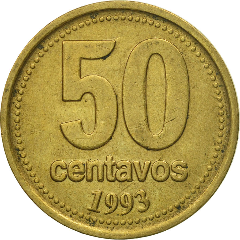 Coin, Argentina, 50 Centavos, 1993, Buenos Aires, EF(40-45), Aluminum-Bronze