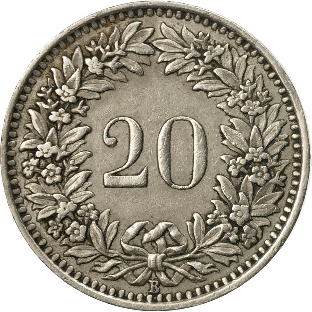 Coin, Switzerland, 20 Rappen, 1989, Bern, EF(40-45), Copper-nickel, KM:29a