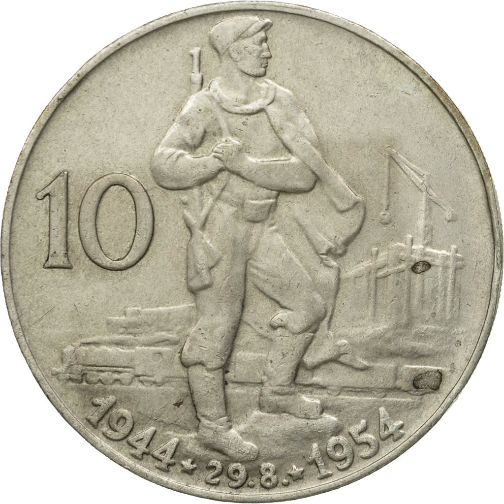 Coin, Czechoslovakia, 10 Korun, 1954, EF(40-45), Silver, KM:40