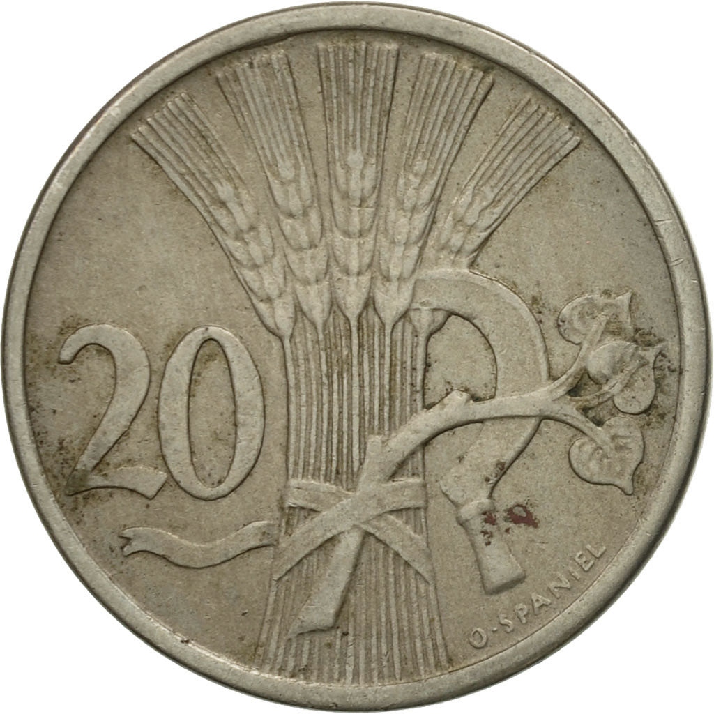 Coin, Czechoslovakia, 20 Haleru, 1922, EF(40-45), Copper-nickel, KM:1