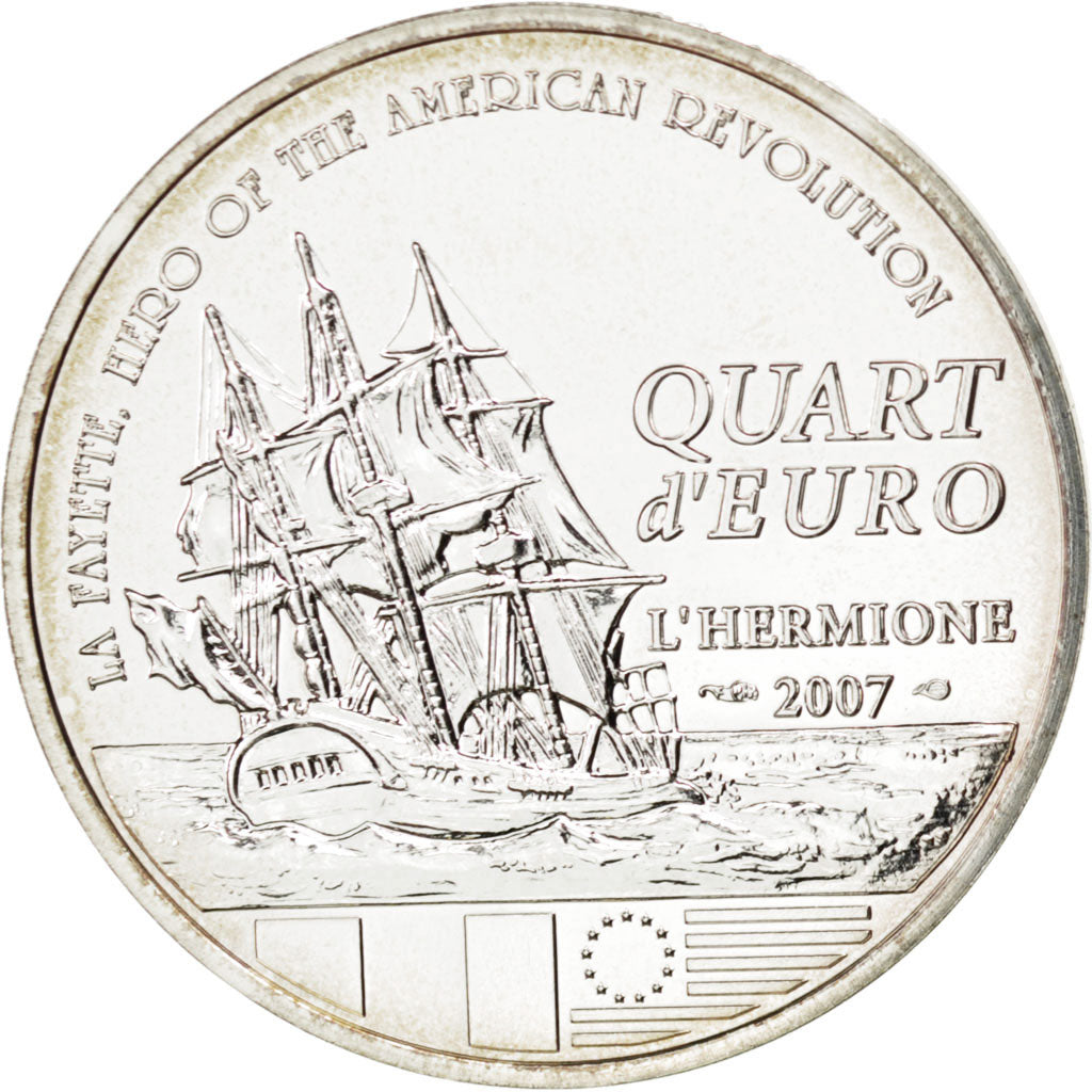 FRANCE, 1/4 Euro, 2007, Paris, KM #1419, MS(64), Silver, 30, 12.94