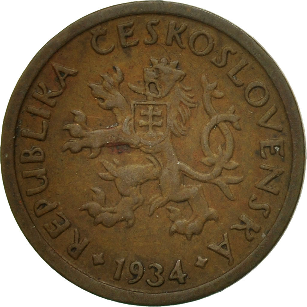 Coin, Czechoslovakia, 10 Haleru, 1934, EF(40-45), Bronze, KM:3