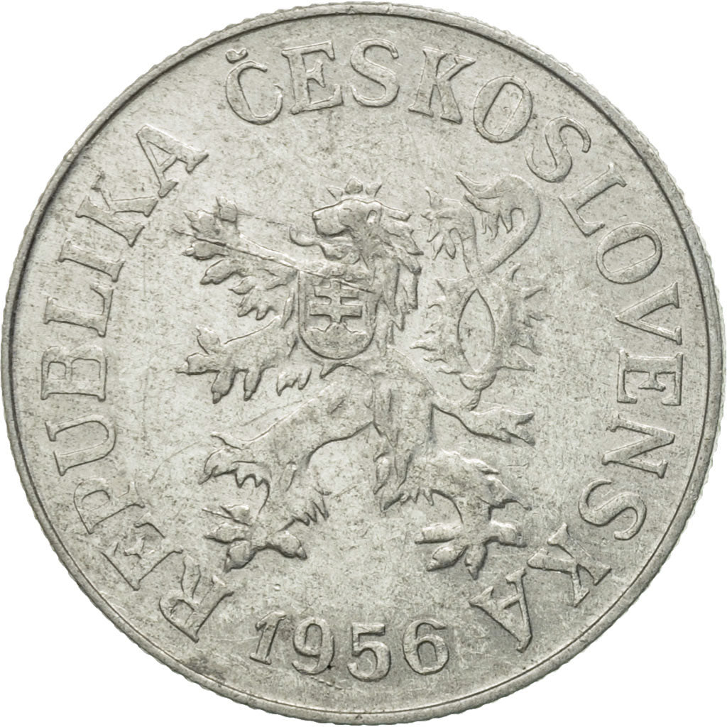 Coin, Czechoslovakia, 10 Haleru, 1956, EF(40-45), Aluminum, KM:38