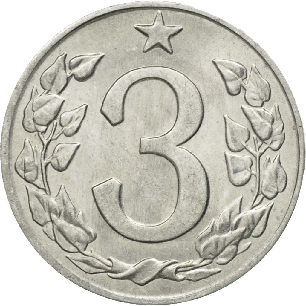 Coin, Czechoslovakia, 3 Halere, 1963, AU(50-53), Aluminum, KM:52