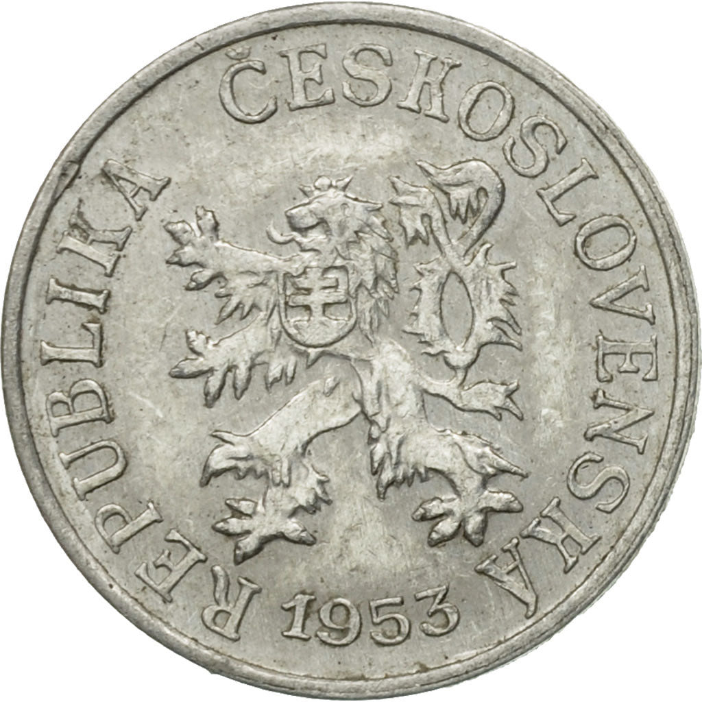 Coin, Czechoslovakia, Haler, 1953, EF(40-45), Aluminum, KM:35