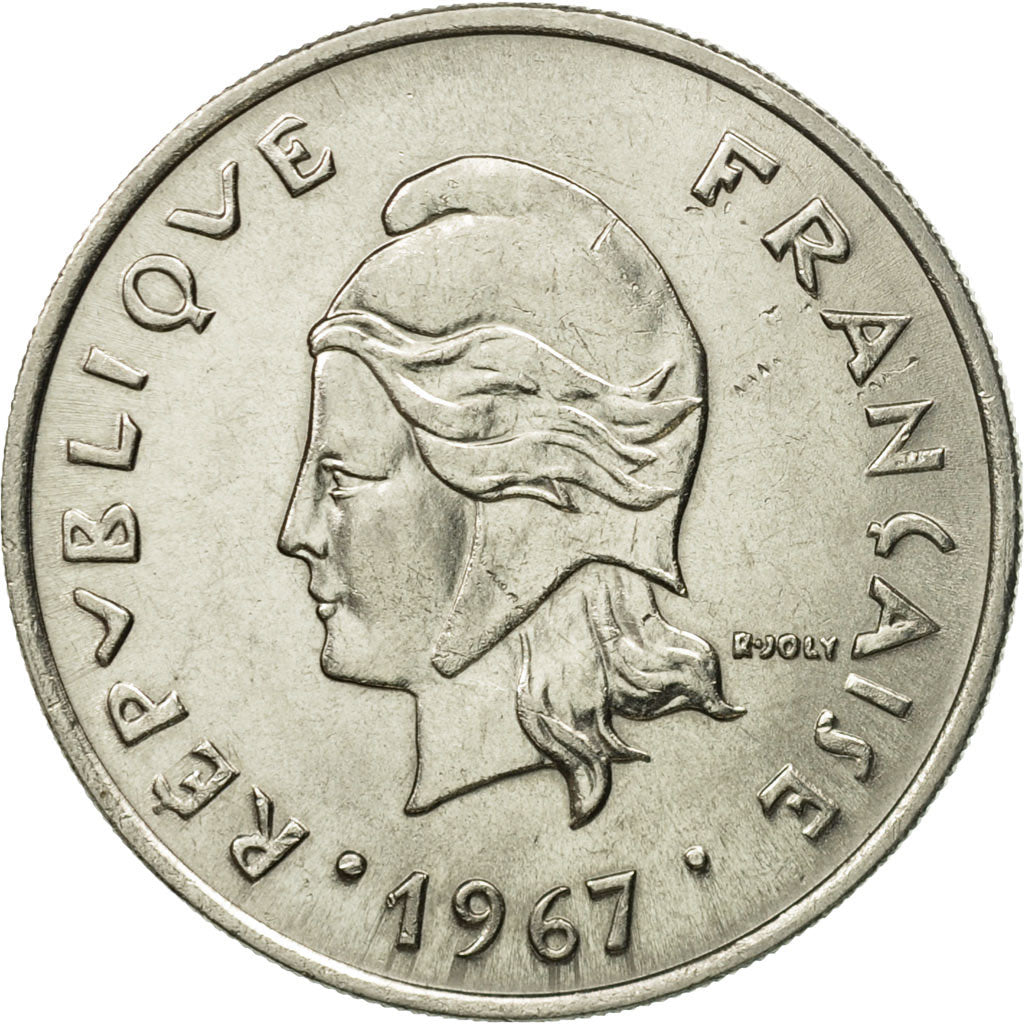 Coin, New Caledonia, 20 Francs, 1967, Paris, AU(50-53), Nickel, KM:6
