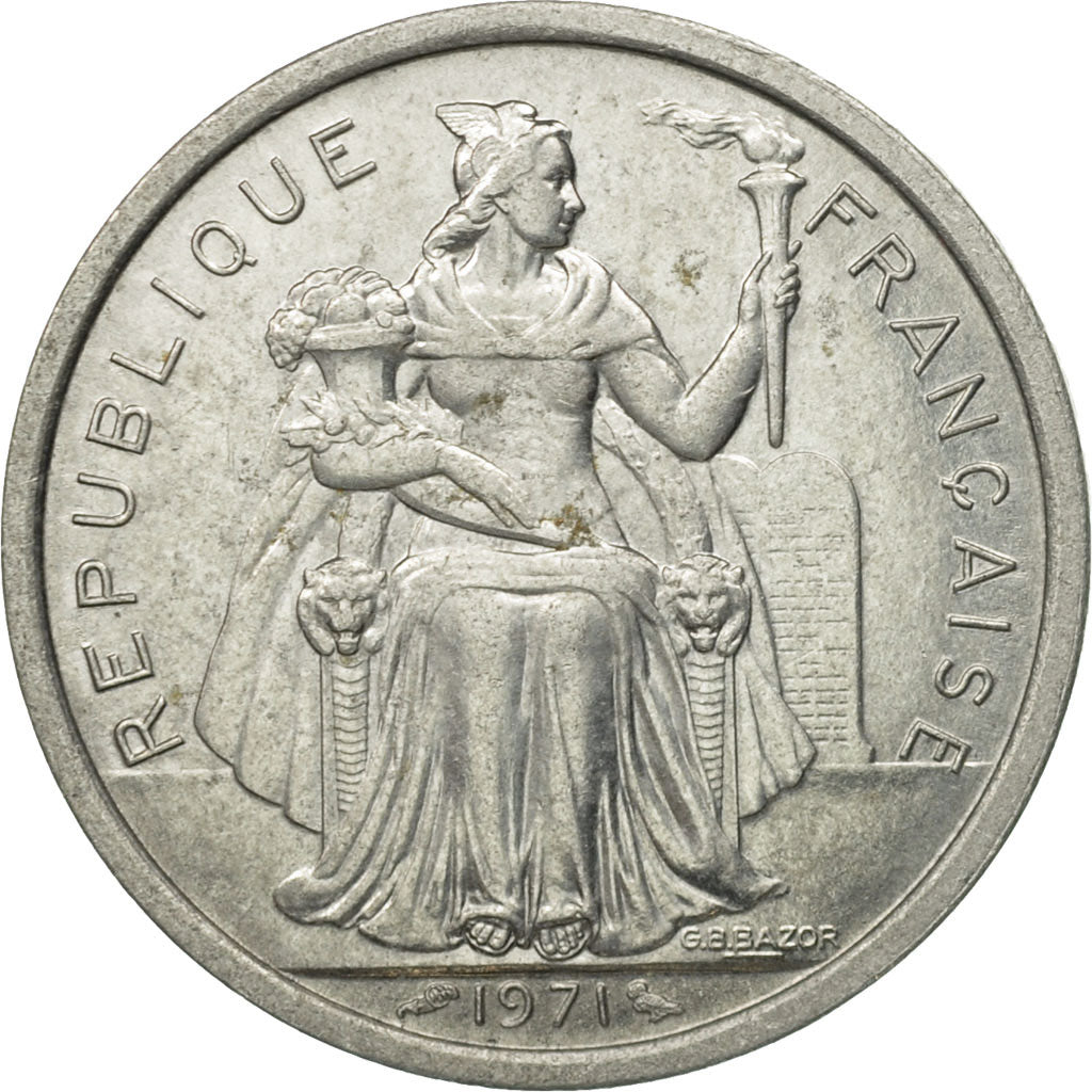 Monnaie, Nouvelle-Calédonie, 2 Francs, 1971, Paris, TTB+, Aluminium, KM:9
