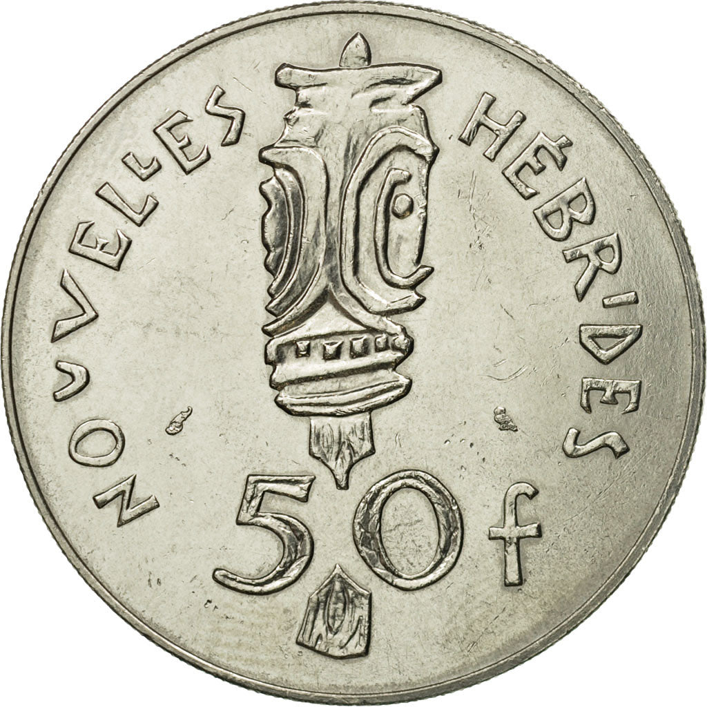 Coin, New Hebrides, 50 Francs, 1972, Paris, AU(50-53), Nickel, KM:7