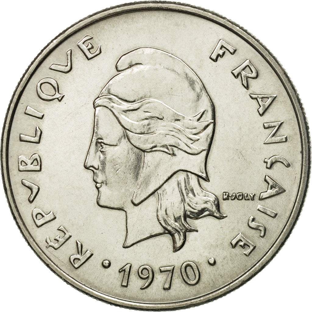 Coin, New Hebrides, 20 Francs, 1970, Paris, AU(50-53), Nickel, KM:3.1