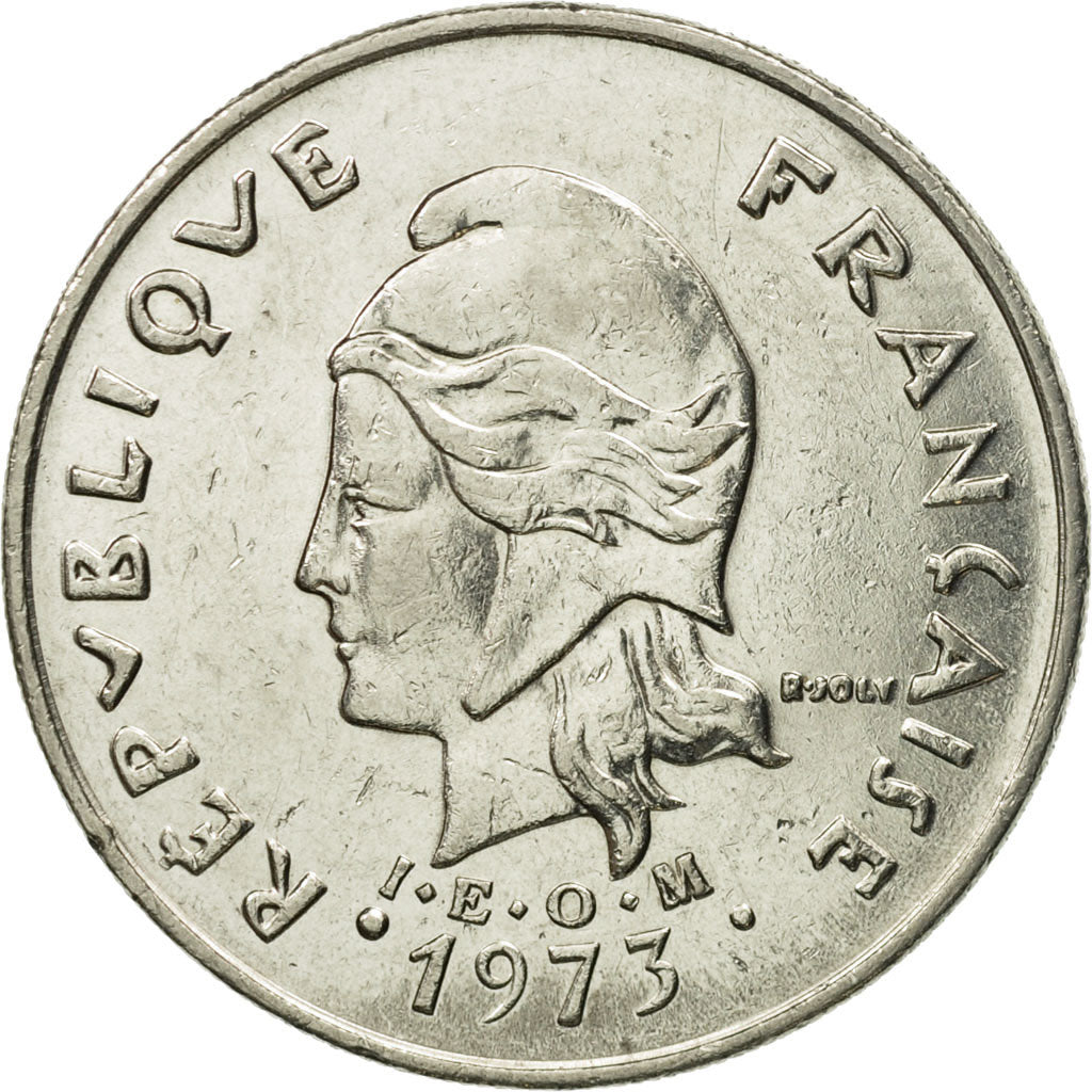 Coin, New Hebrides, 20 Francs, 1973, Paris, EF(40-45), Nickel, KM:3.2