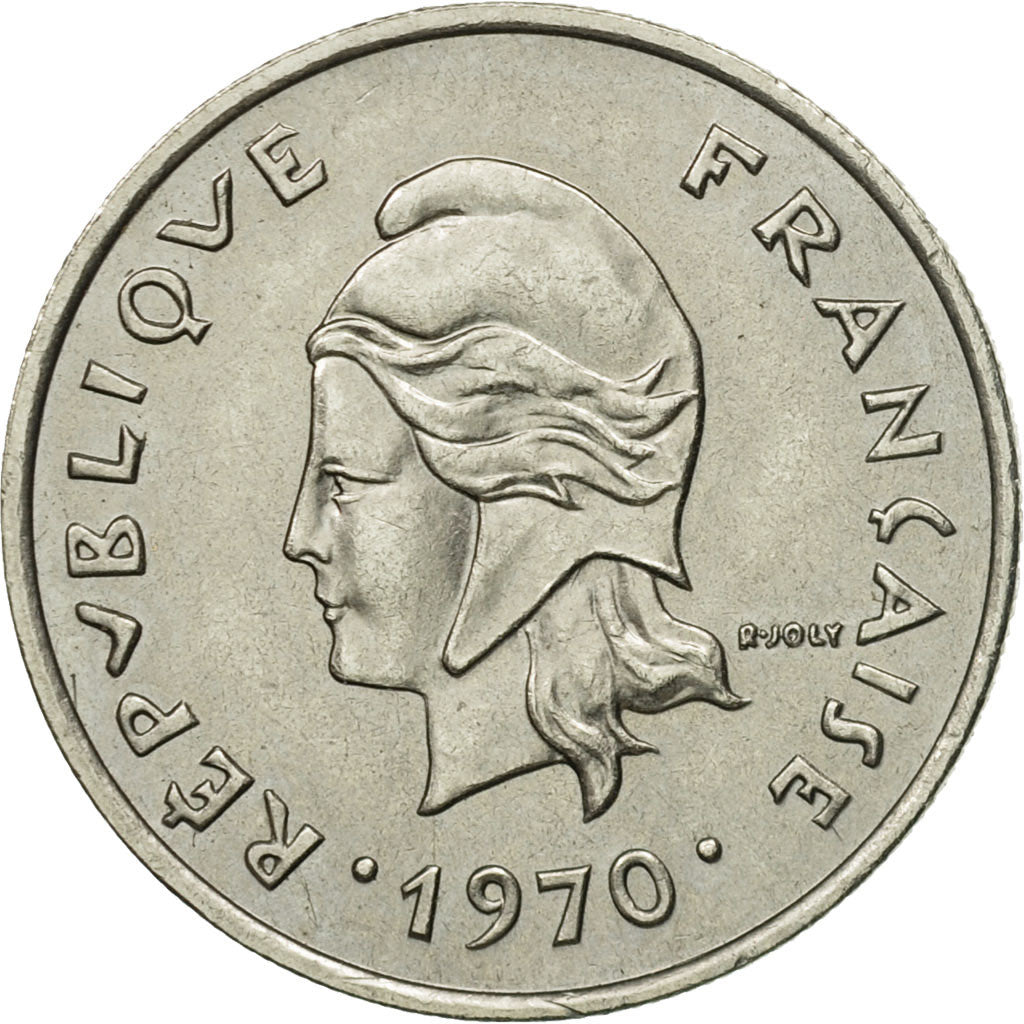 Coin, New Hebrides, 10 Francs, 1970, Paris, AU(50-53), Nickel, KM:2.1