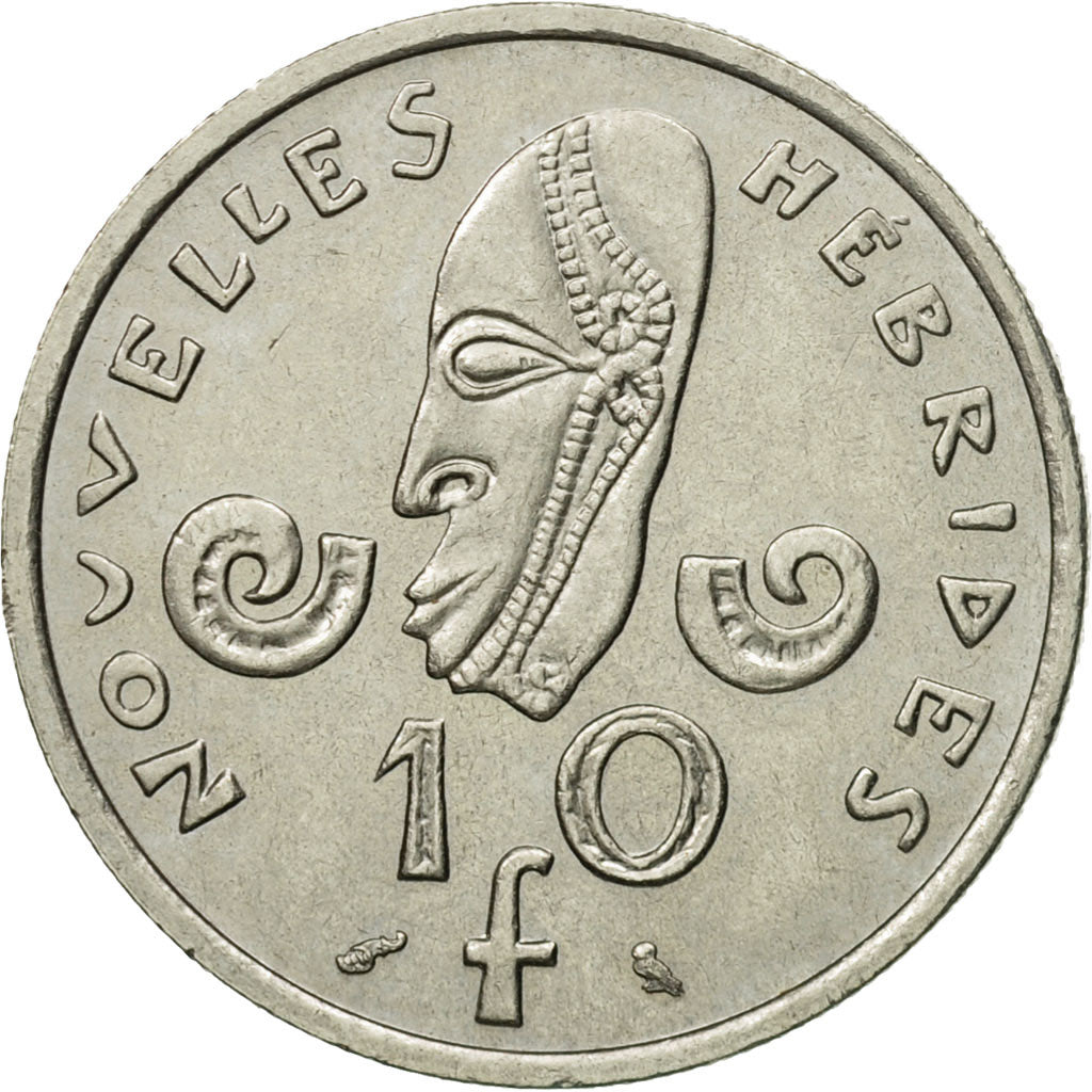 Coin, New Hebrides, 10 Francs, 1970, Paris, AU(50-53), Nickel, KM:2.1