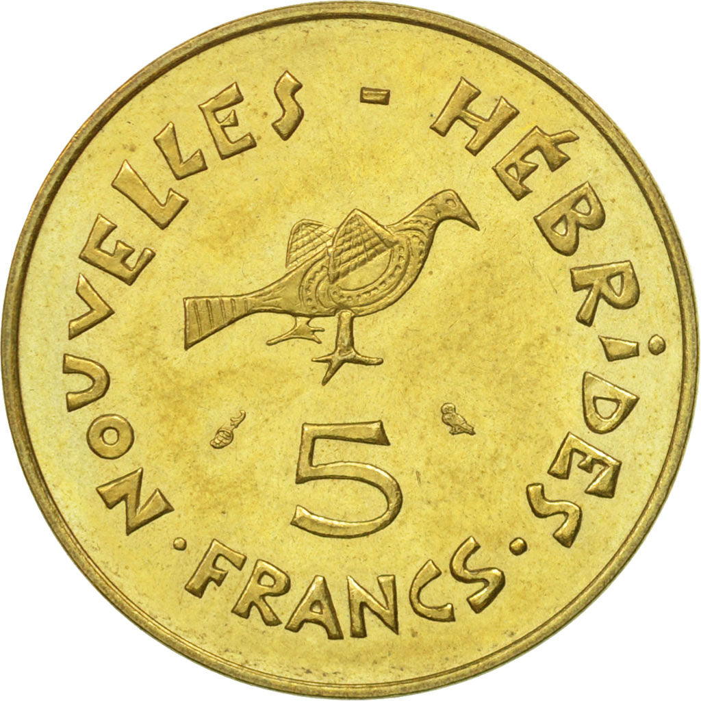 Coin, New Hebrides, 5 Francs, 1970, Paris, AU(50-53), Nickel-brass, KM:6.1