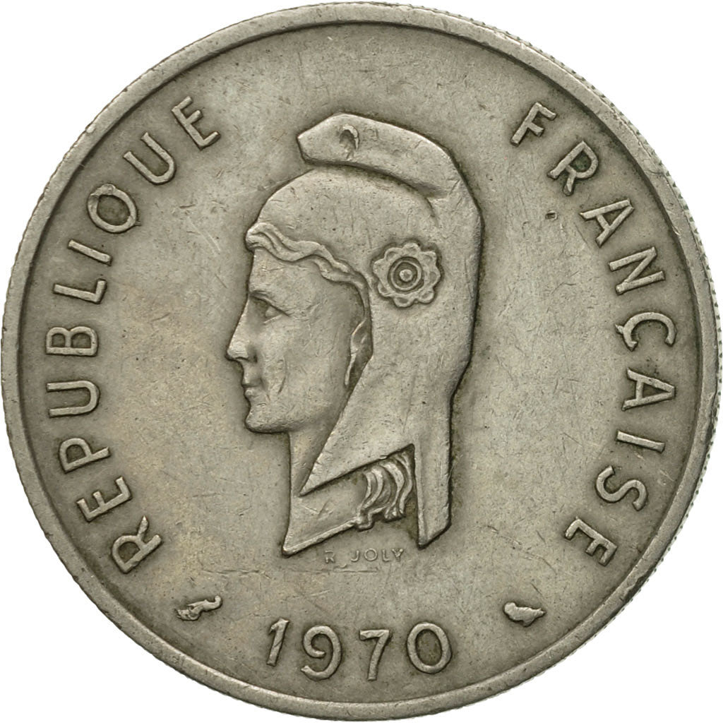 Coin, FRENCH AFARS & ISSAS, 50 Francs, 1970, Paris, EF(40-45), Copper-nickel