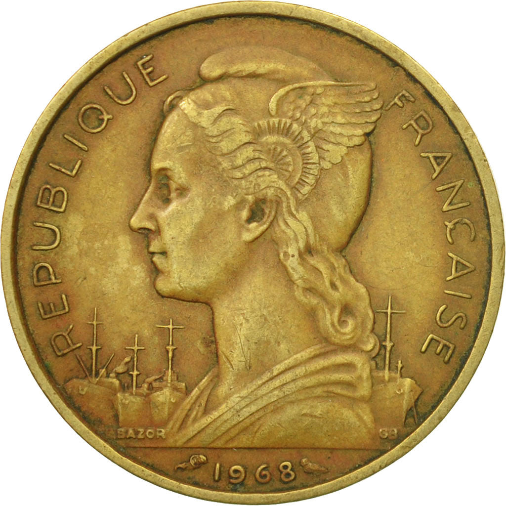 Coin, FRENCH AFARS & ISSAS, 20 Francs, 1968, Paris, EF(40-45), Aluminum-Bronze