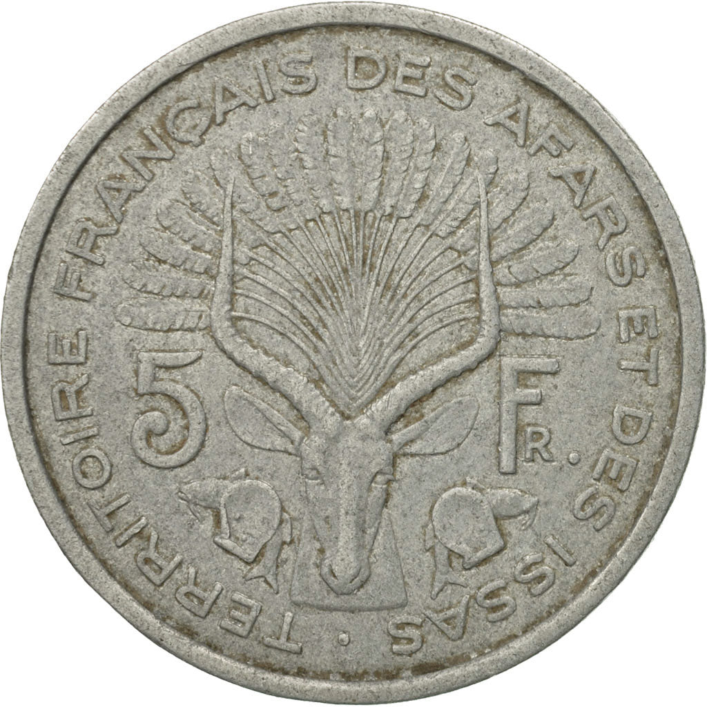 Coin, FRENCH AFARS & ISSAS, 5 Francs, 1968, Paris, EF(40-45), Aluminum, KM:14