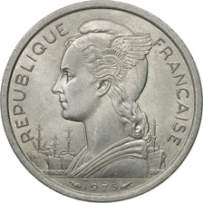 Coin, FRENCH AFARS & ISSAS, 2 Francs, 1975, Paris, AU(55-58), Aluminum, KM:13